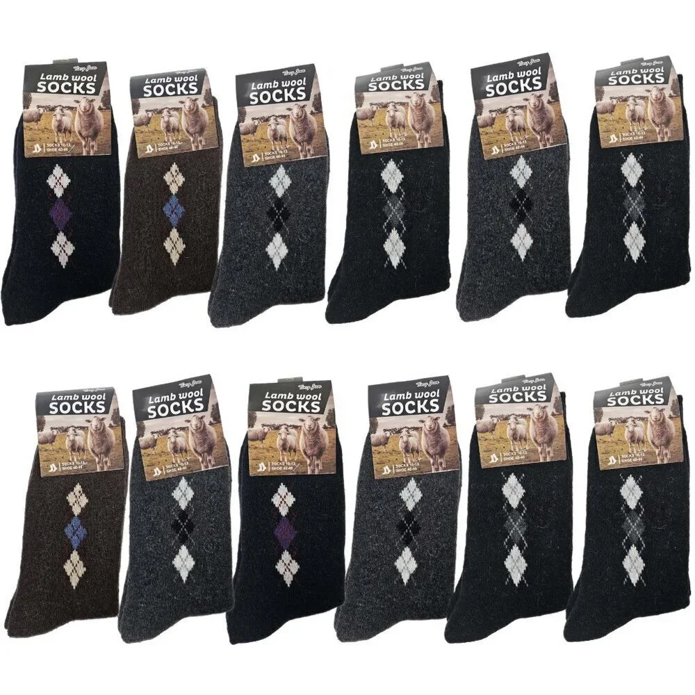 Men Winter Socks Warm Lamb Wool Christmas Socks, Stocking Stuffer 10-13 12 Pairs